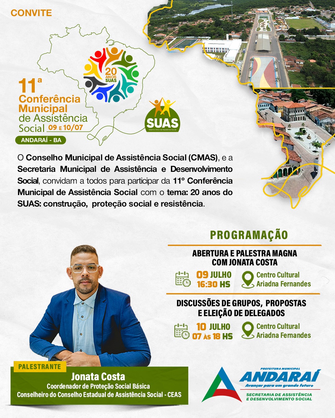  11ª Conferência Municipal de Assistência Social de Andaraí!
